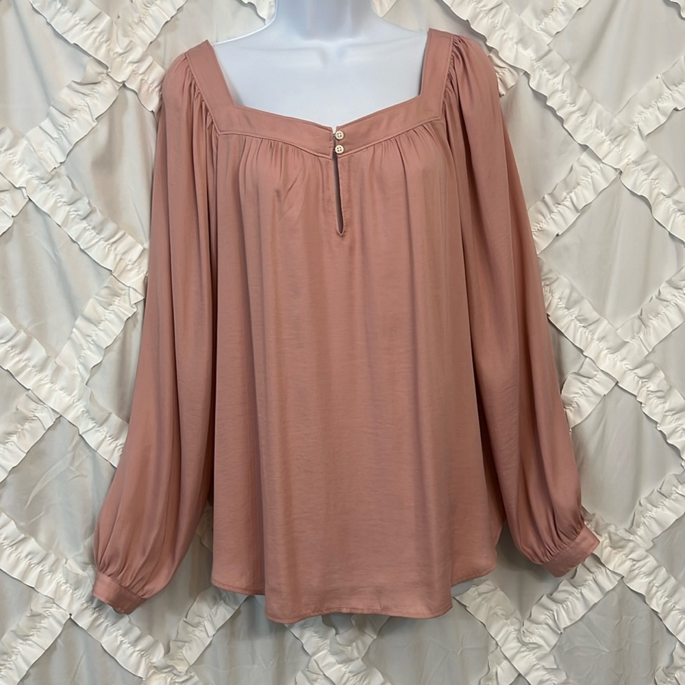 Loft Square Neckline Blouse with long poet sleeves in Medium